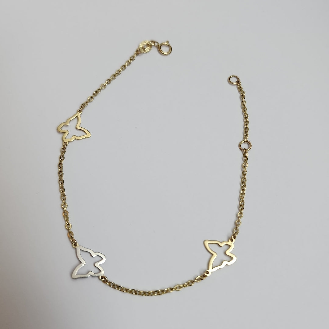 PULSERA ESPECIAL C MARIPOSAS 14K 18 CM 1.7 GR (NUEVO)