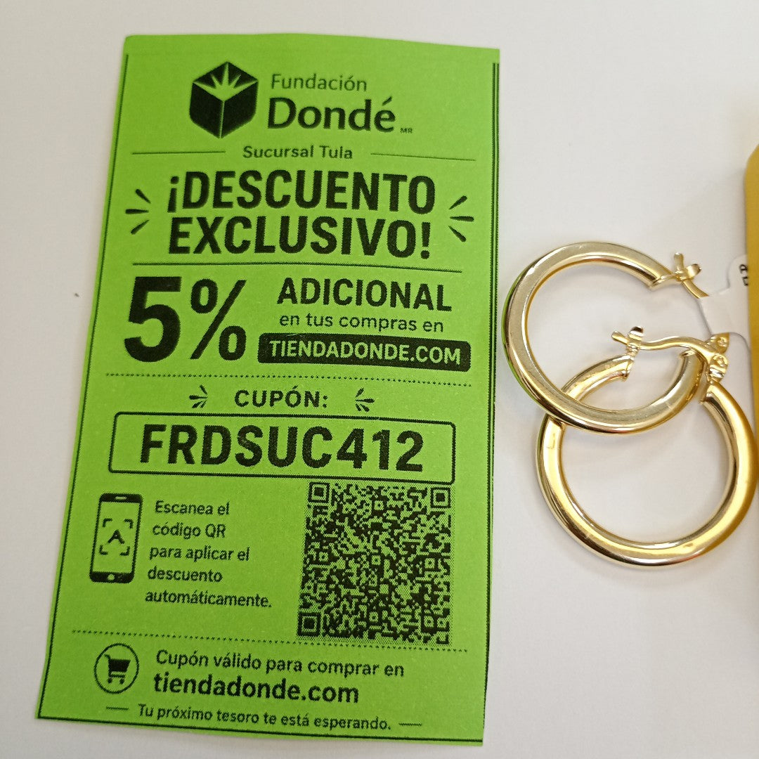 ARETES TEJIDO ARRACADA LISA 14K 2.1 GR (NUEVO)