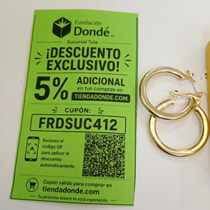 ARETES TEJIDO ARRACADA LISA 14K 2.1 GR (NUEVO)