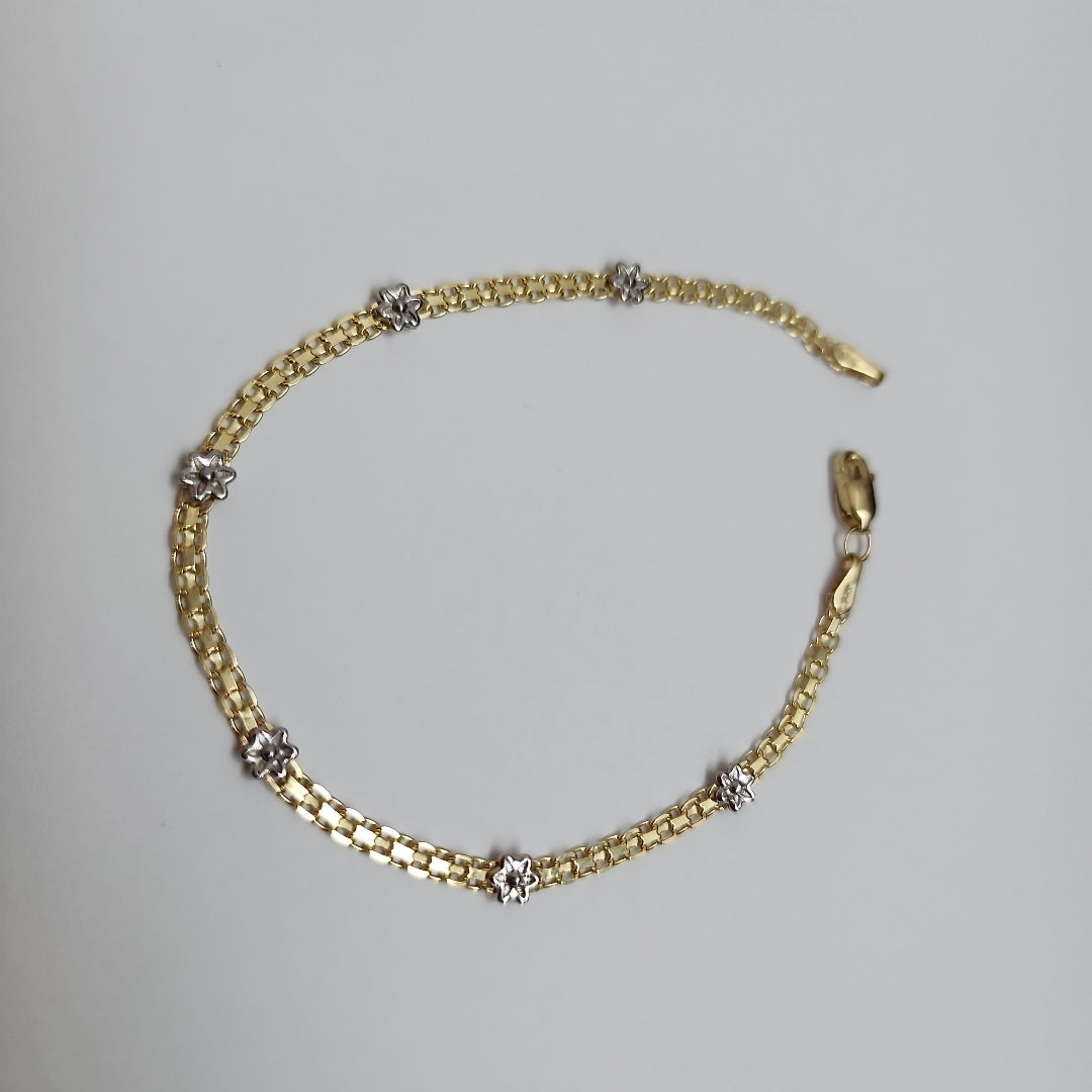 PULSERA ESPECIAL C FLORES 14K 18 CM 2.9 GR (NUEVO)