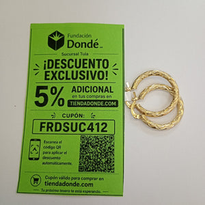 ARETES TEJIDO ARRACADA LABRADA 14K 2.6 GR (NUEVO)