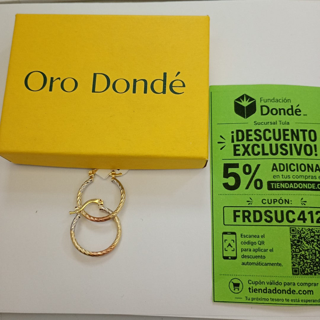 ARETES TEJIDO ARRACADAS TZL COMBINADAS 14K 1.8 GR (NUEVO)