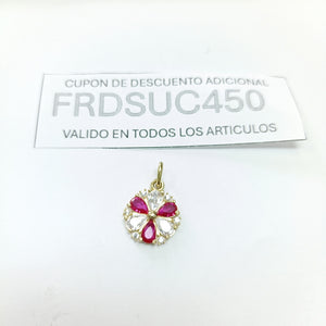 DIJE FLOR CIRCONIAS Y PIEDRAS DE COLOR 14K 2.7 GR (NUEVO)