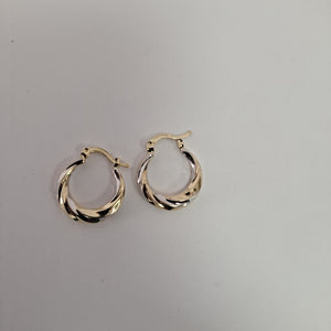 ARETES TEJIDO ARRACADA TRENZADA COMBINADA 14K 1.8 GR (NUEVO)