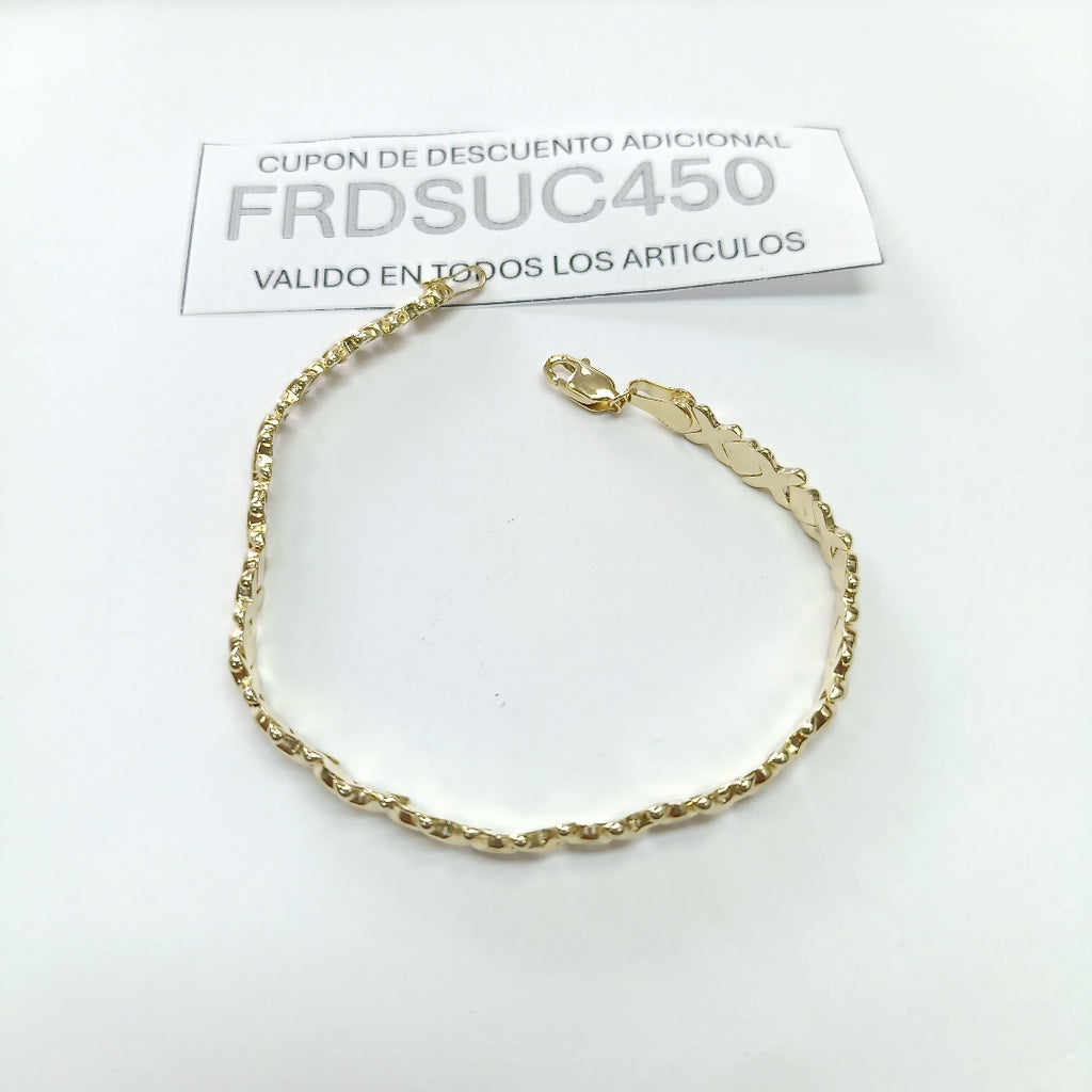 PULSERA ESPECIAL XOXO 14K 18 CM 6.2 GR (NUEVO)