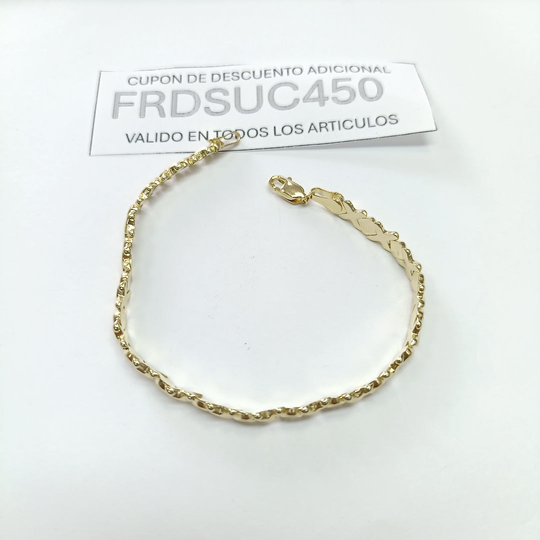 PULSERA ESPECIAL XOXO 14K 18 CM 6.2 GR (NUEVO)