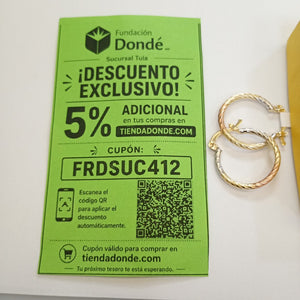 ARETES TEJIDO ARRACADAS TZL COMBINADAS 14K 1.8 GR (NUEVO)