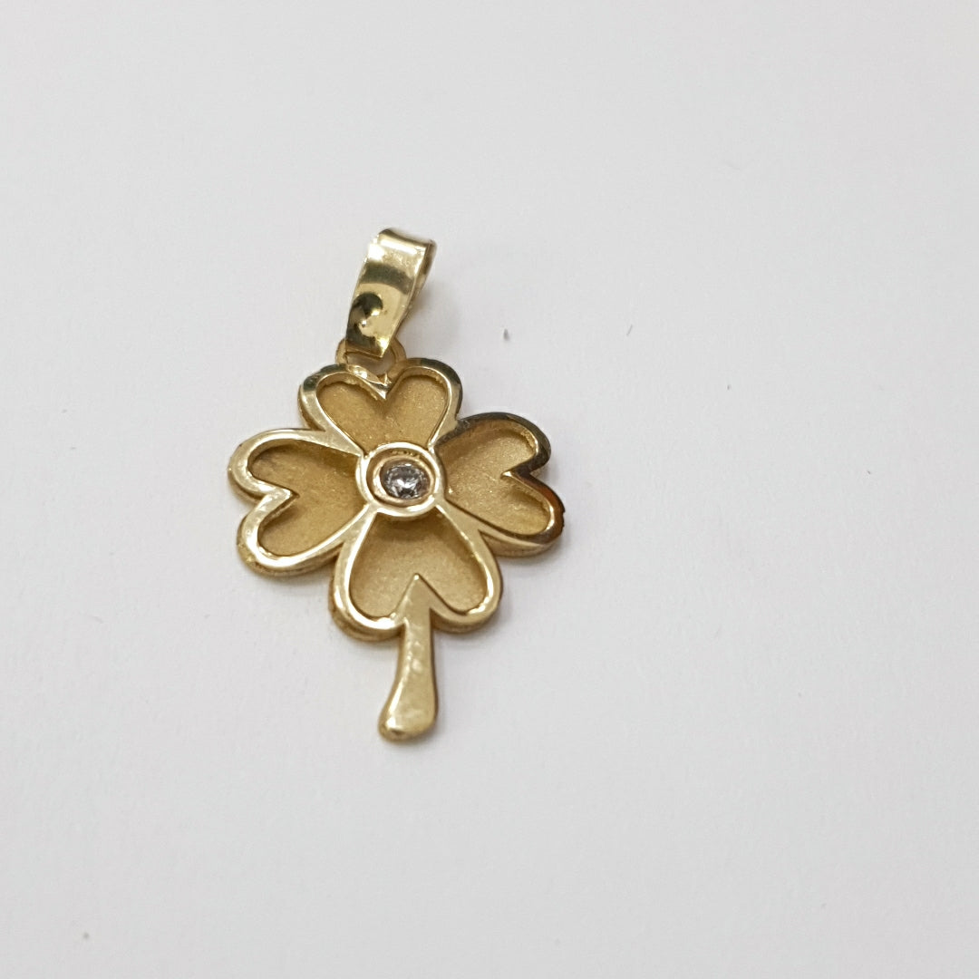 DIJE FIG TREBOL C CIRCONIA 14K 0.9 GR (NUEVO)