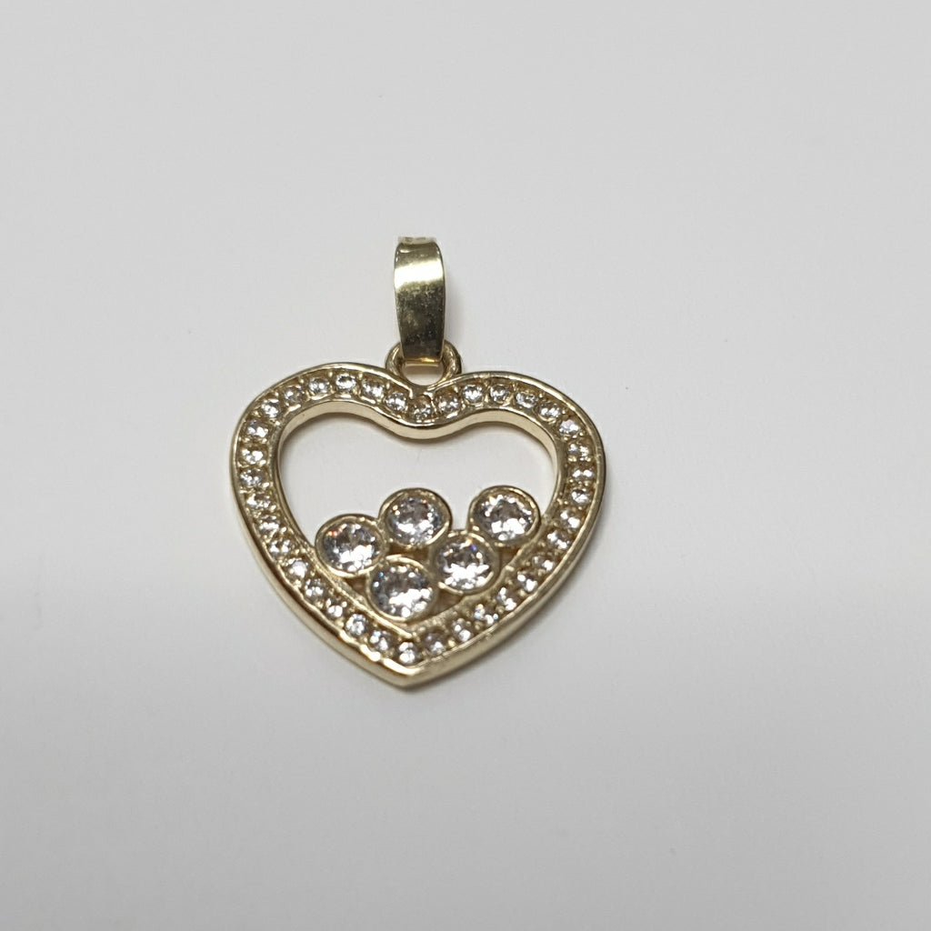 DIJE CORAZON CON CIRCONIAS 14K 1.7 GR (NUEVO)