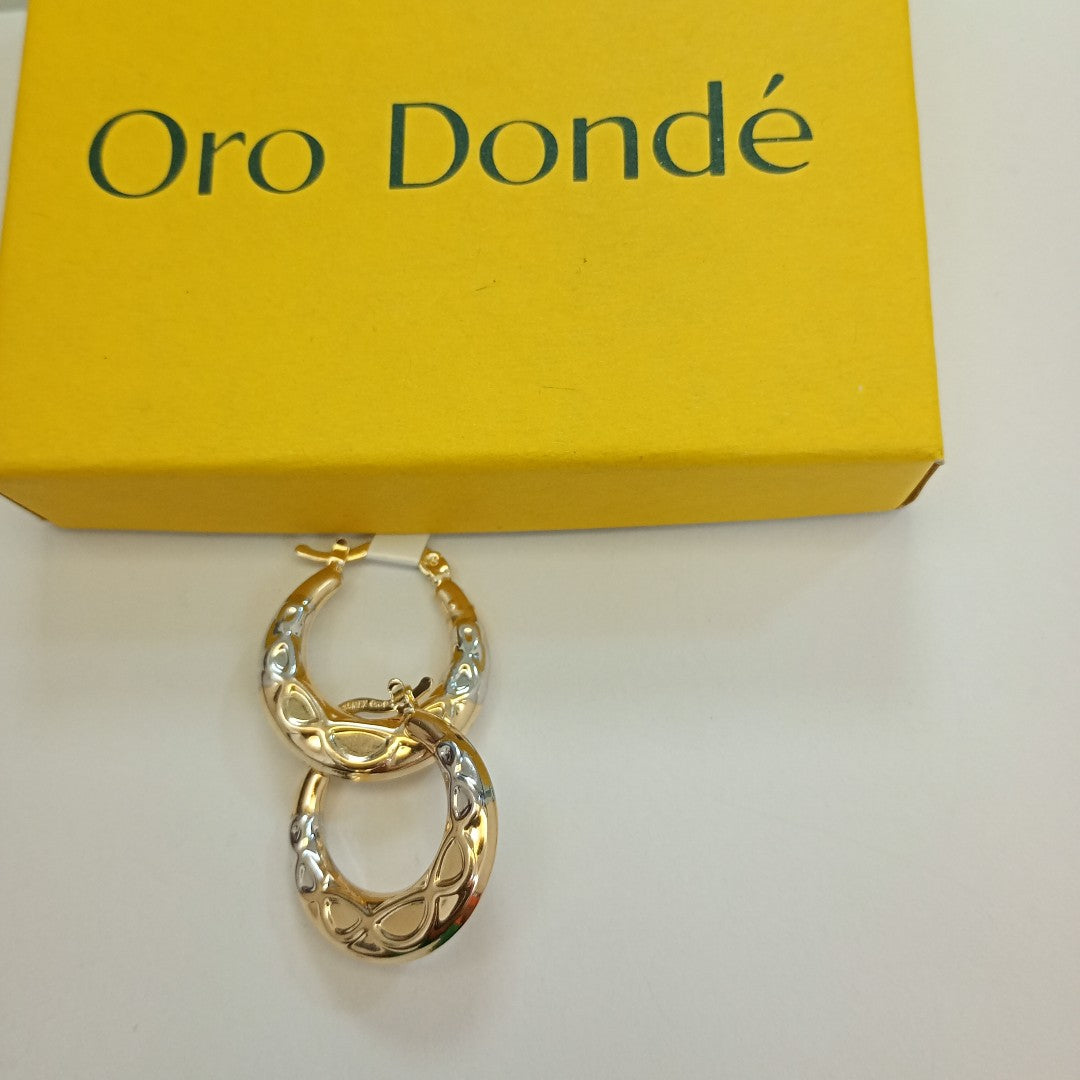 ARETES ARRACADAS COMBINADAS CON INFINITO 14K 2.3 GR (NUEVO)