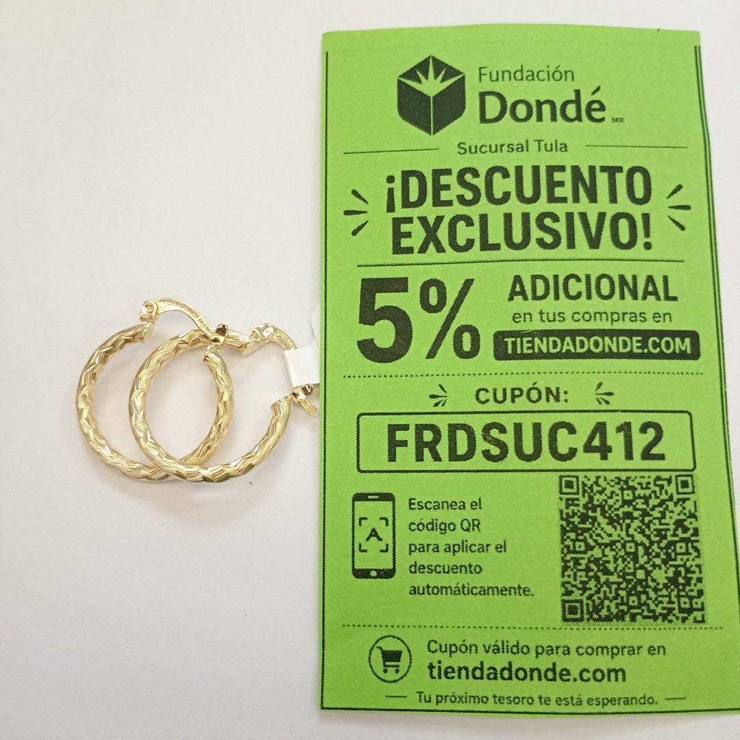 ARETES ARRACADAS LABRADAS 14K 2.1 GR (NUEVO)