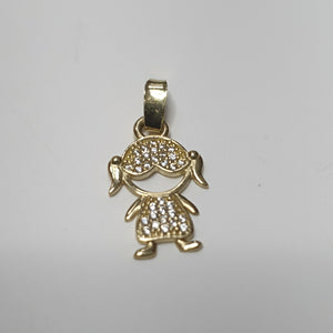DIJE TEJIDO NIÑA CON CIRCONIAS 14K 0.9 GR (NUEVO)