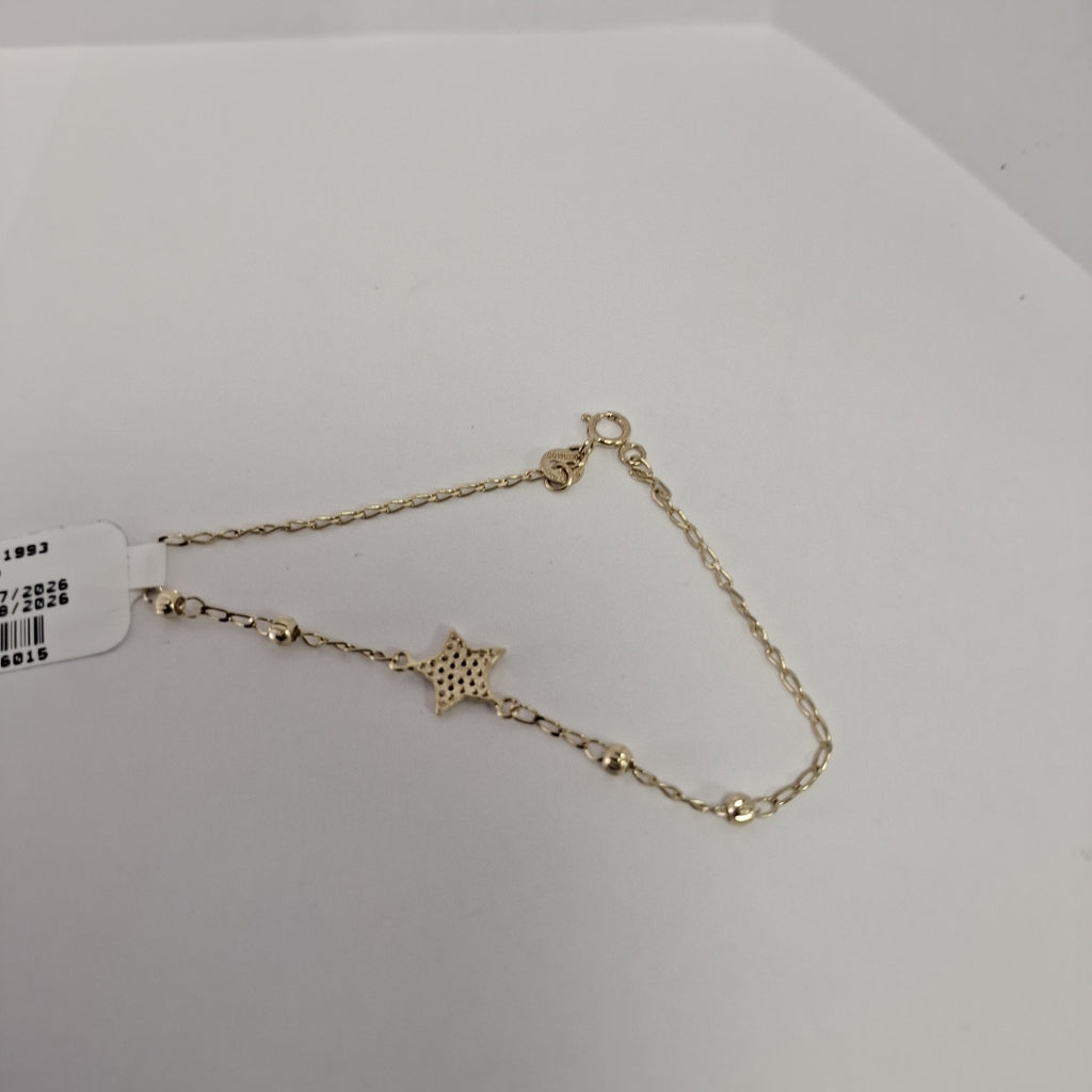 PULSERA ESPECIAL CON ESTRELLA Y CIRCONIAS 14K 18 CM 1.5 GR (NUEVO)