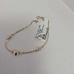 PULSERA TEJIDO ESPECIAL CON CORAZONES 14K 18 CM 1.6 GR (NUEVO)