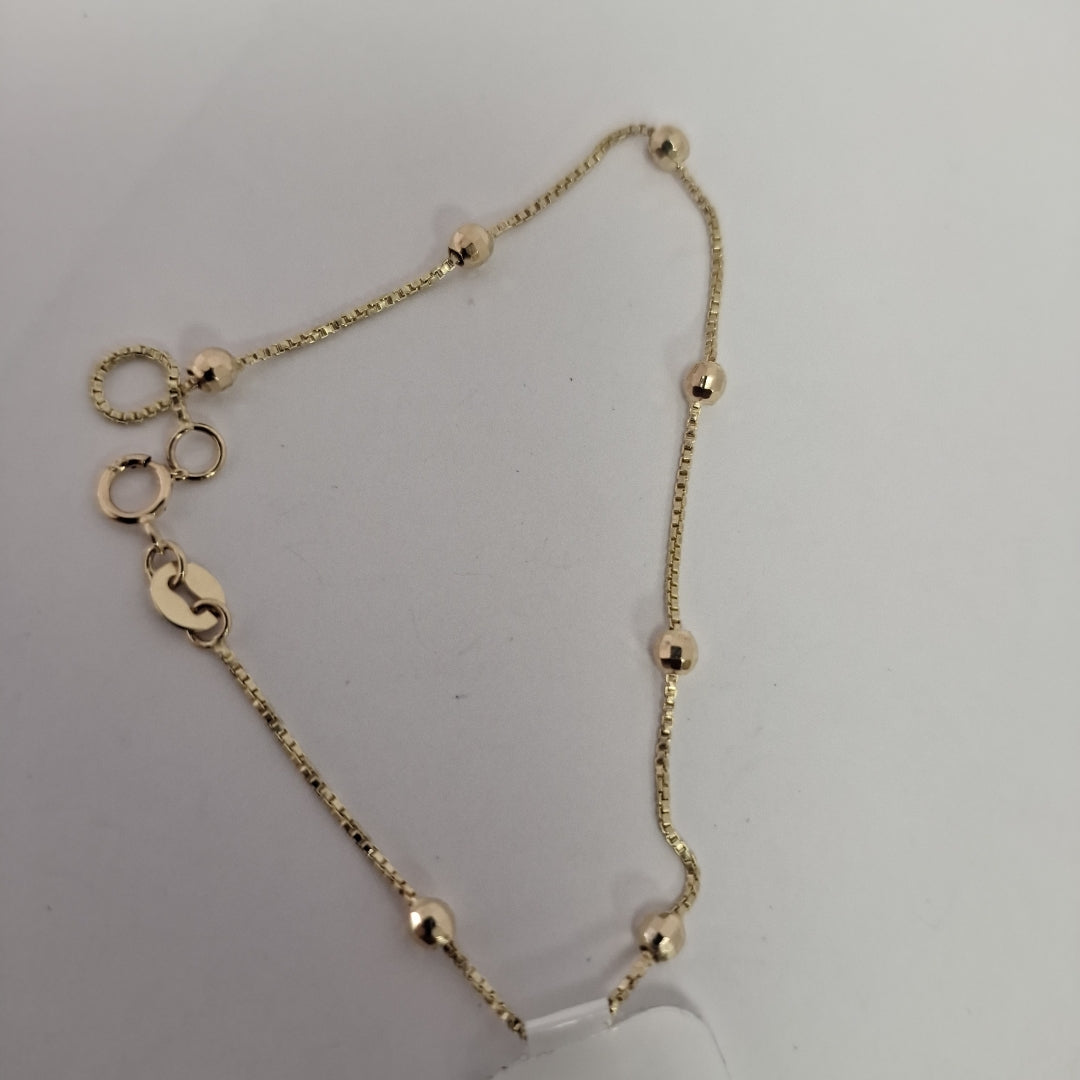 PULSERA ESPECIAL CON BOLITAS 14K 18 CM 1.4 GR (NUEVO)