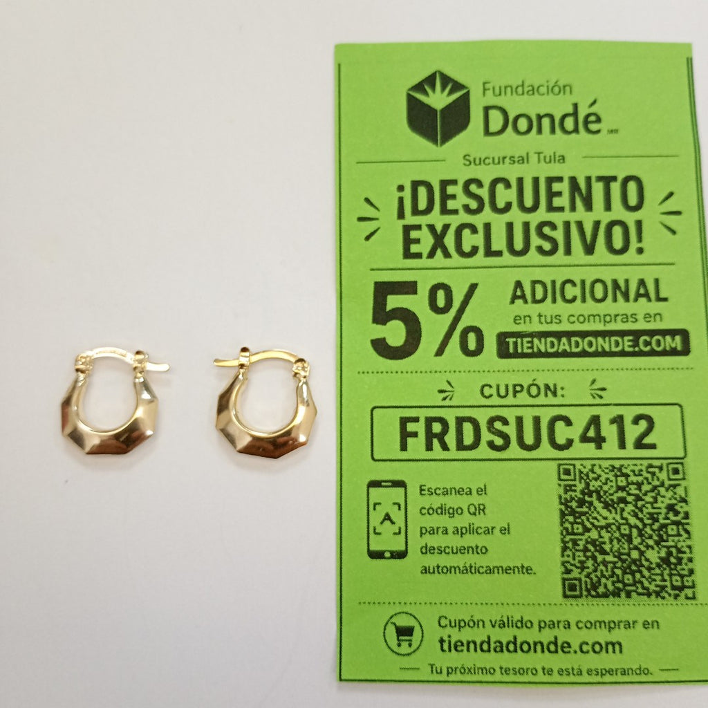 ARETES TEJIDO ARRACADA FACETADA 14K 1.3 GR (NUEVO)