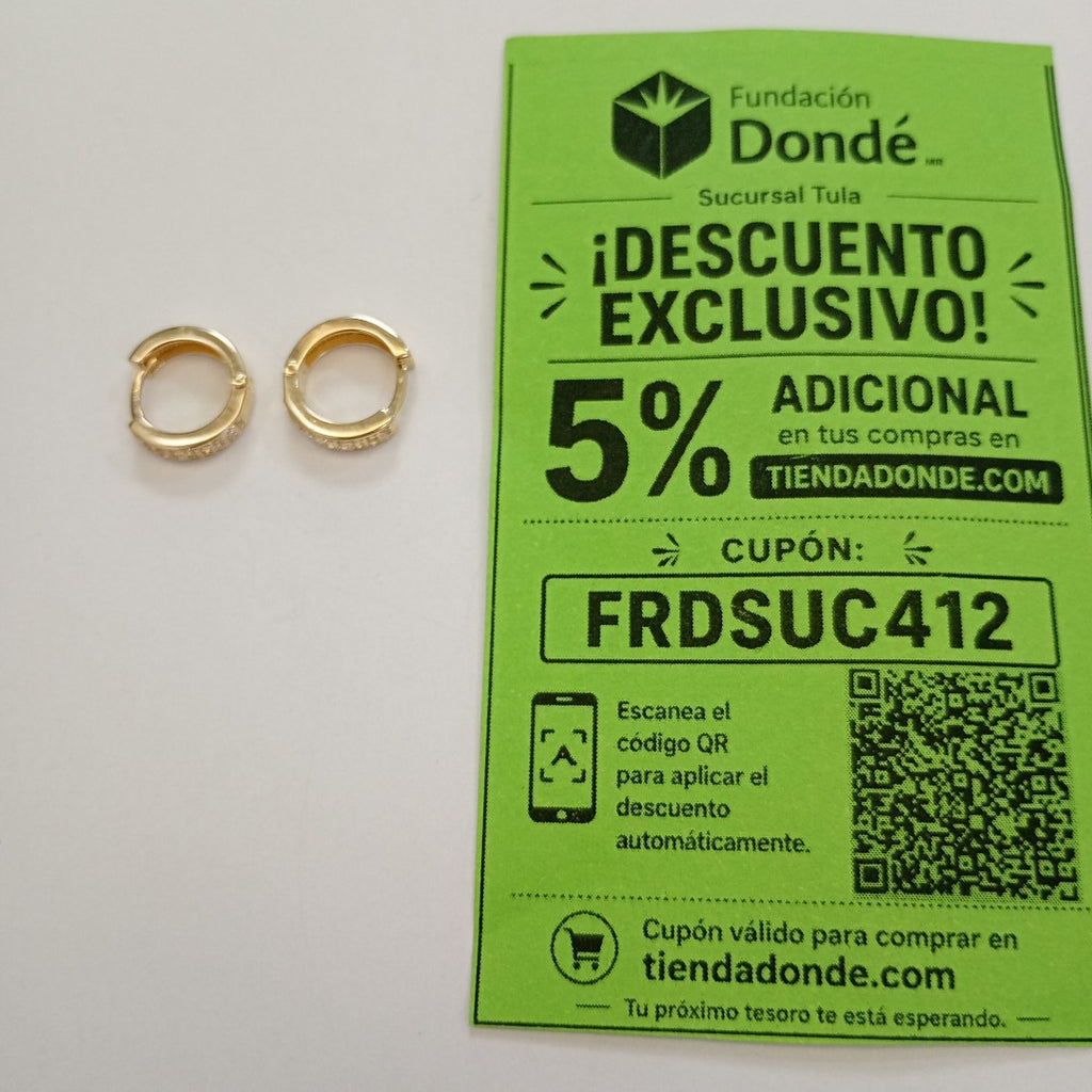 ARETES HUGGIES C CIRCONIA 14K 2.2 GR (NUEVO)