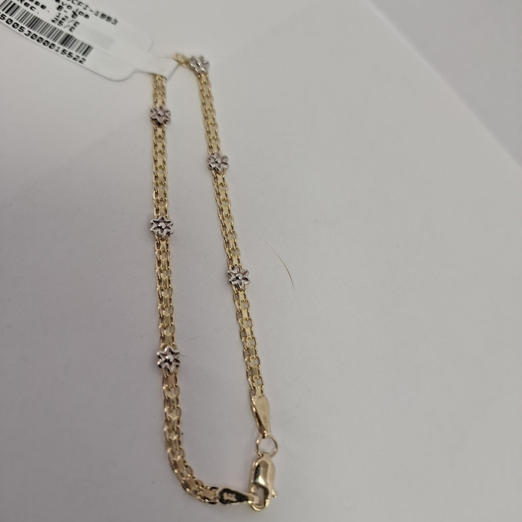PULSERA ESPECIAL C FLORES 14K 18 CM 2.9 GR (NUEVO)