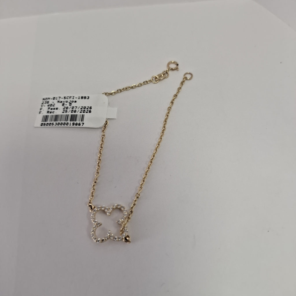 PULSERA TEJIDO ESPECIAL C CIRCONIAS 14K 18 CM 1.8 GR (NUEVO)