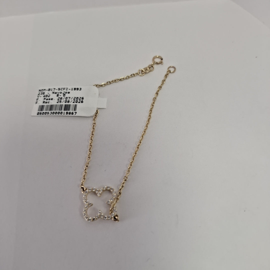 PULSERA TEJIDO ESPECIAL C CIRCONIAS 14K 18 CM 1.8 GR (NUEVO)