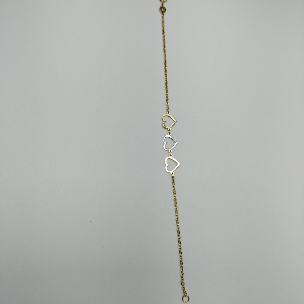 PULSERA ESPECIAL CON CORAZONES 14K 18 CM 1.4 GR (NUEVO)