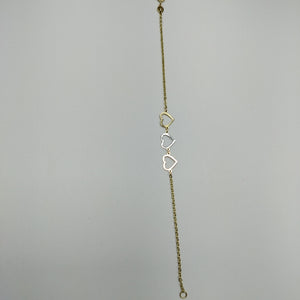 PULSERA ESPECIAL CON CORAZONES 14K 18 CM 1.4 GR (NUEVO)