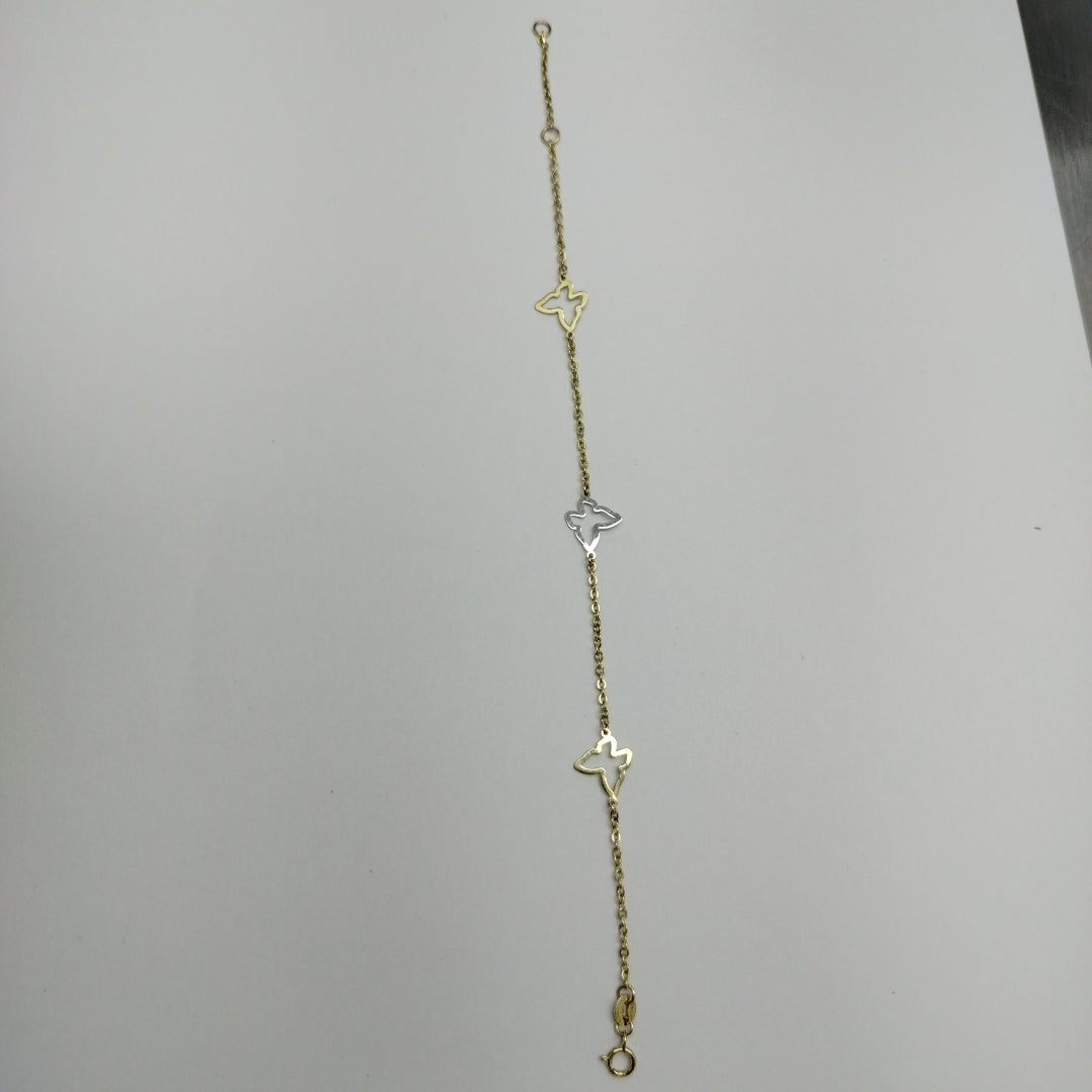 PULSERA ESPECIAL C MARIPOSAS 14K 18 CM 1.7 GR (NUEVO)