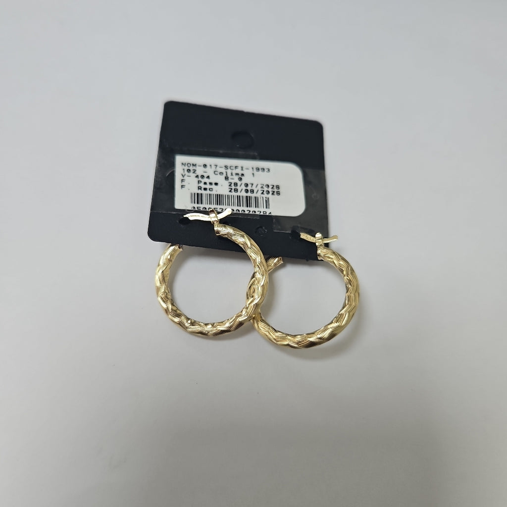 ARETES TEJIDO ARRACADA LABRADA 14K 2.6 GR (NUEVO)