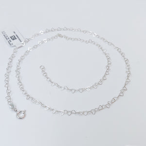 CADENA CORAZONES PLATA .925 55 CM 2.72 GR (NUEVO)