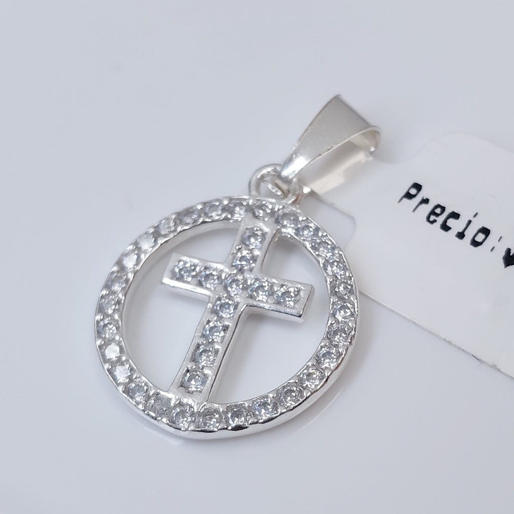 DIJE CRUZ C/CIRCONIAS PLATA .925 2.5 GR (NUEVO)