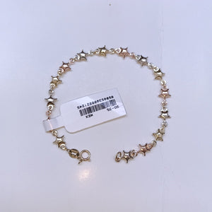 PULSERA TEJIDO ESPECIAL ESTRELLAS COMBINADAS 14K 18 CM 2.3 GR (NUEVO)