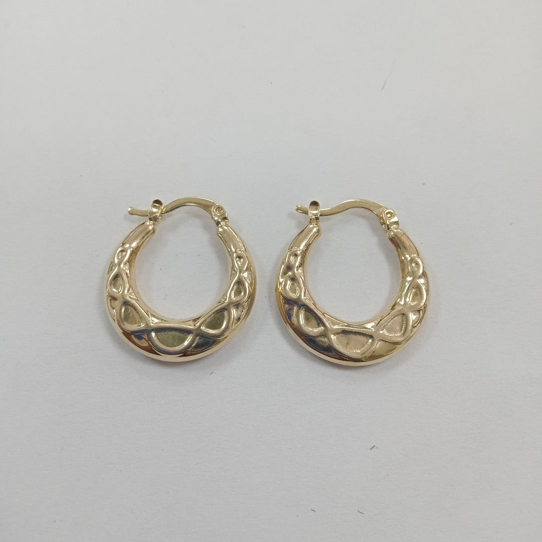 ARETES TEJIDO ARRACADAS CON FIGURA 14K 2.2 GR (NUEVO)