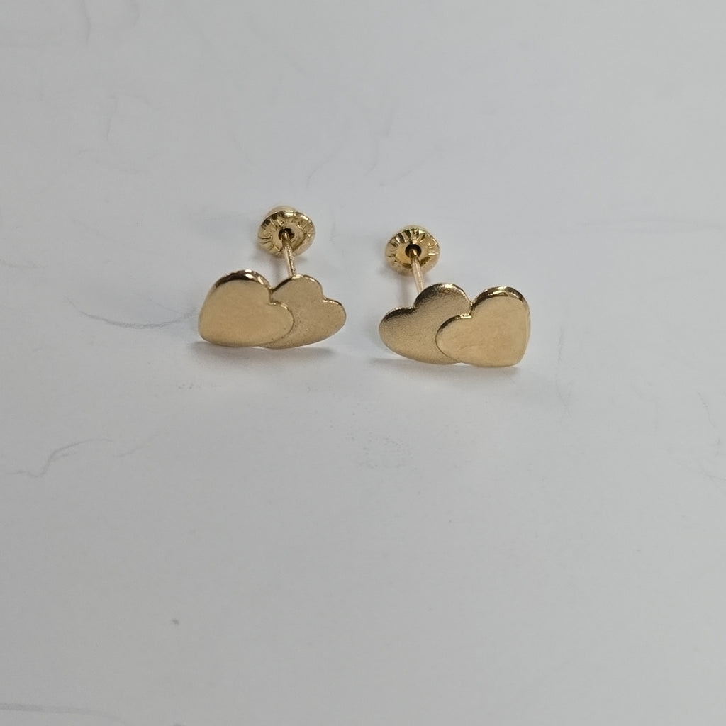 BROQUELES BROQUEL CORAZON DOBLE 14K 0.2171 GR (NUEVO)