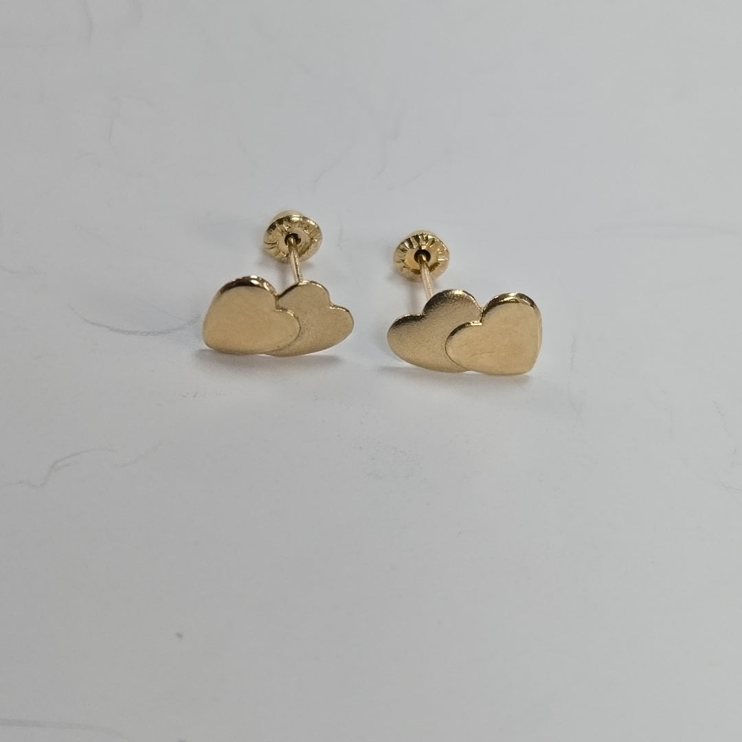 BROQUELES BROQUEL CORAZON DOBLE 14K 0.2171 GR (NUEVO)