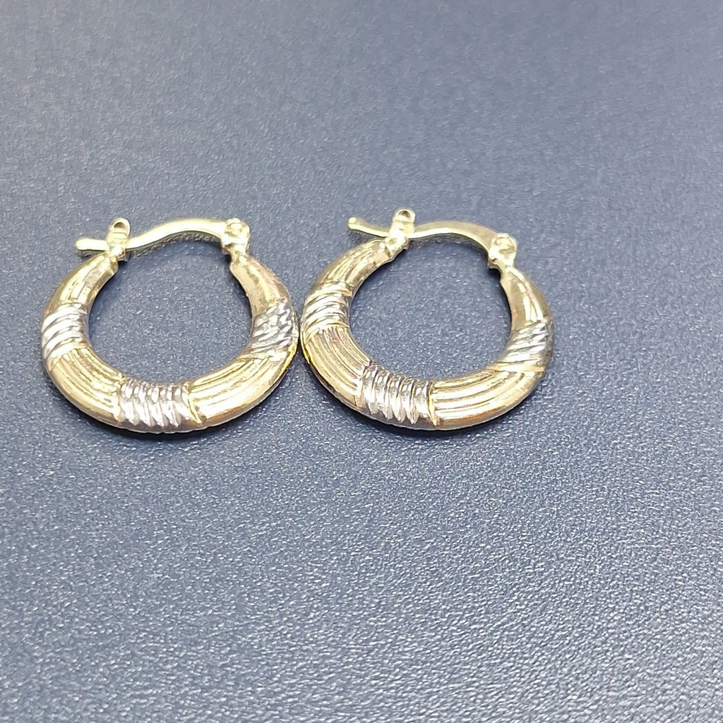 ARETES TEJIDO ARRACADAS COMBINADAS HUECAS 14K 2 GR (NUEVO)