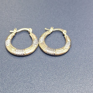 ARETES TEJIDO ARRACADAS COMBINADAS HUECAS 14K 2 GR (NUEVO)
