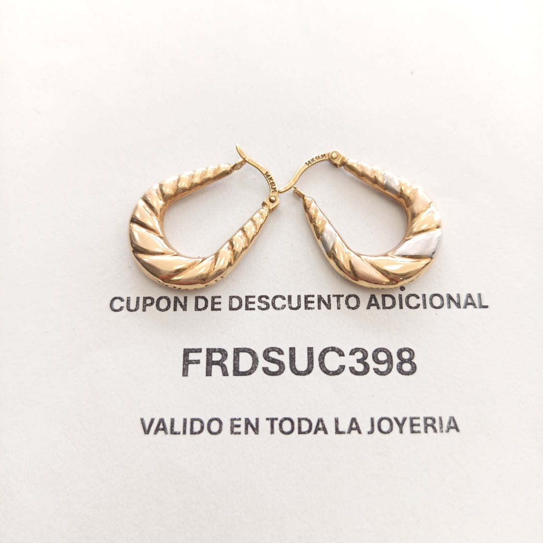 ARETES PAR ORO, ORO COMBINADO 14 K 2.1 GRMS (SEMINUEVO)