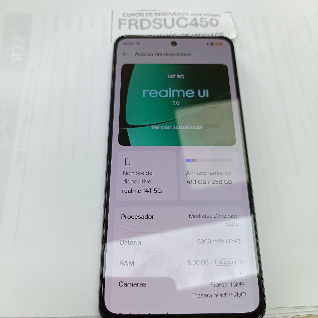 CELULAR REALME 14T 5G RMX5078 (2024) 256 GB 8 GB RAM (SEMINUEVO)