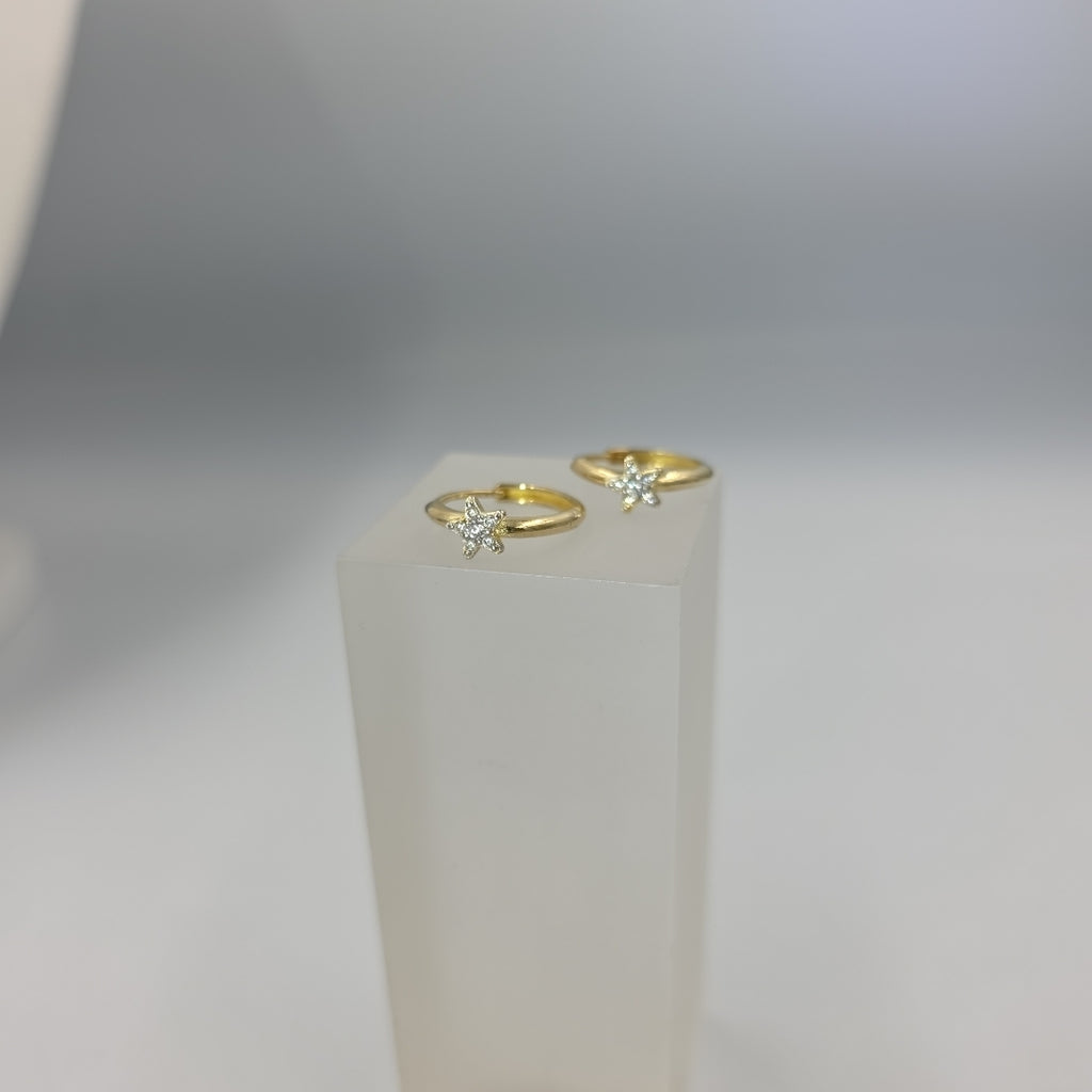 ARETES ARRACADAS FIG ESTRELLA CIRCONIAS 10K 1.6 GR (NUEVO)