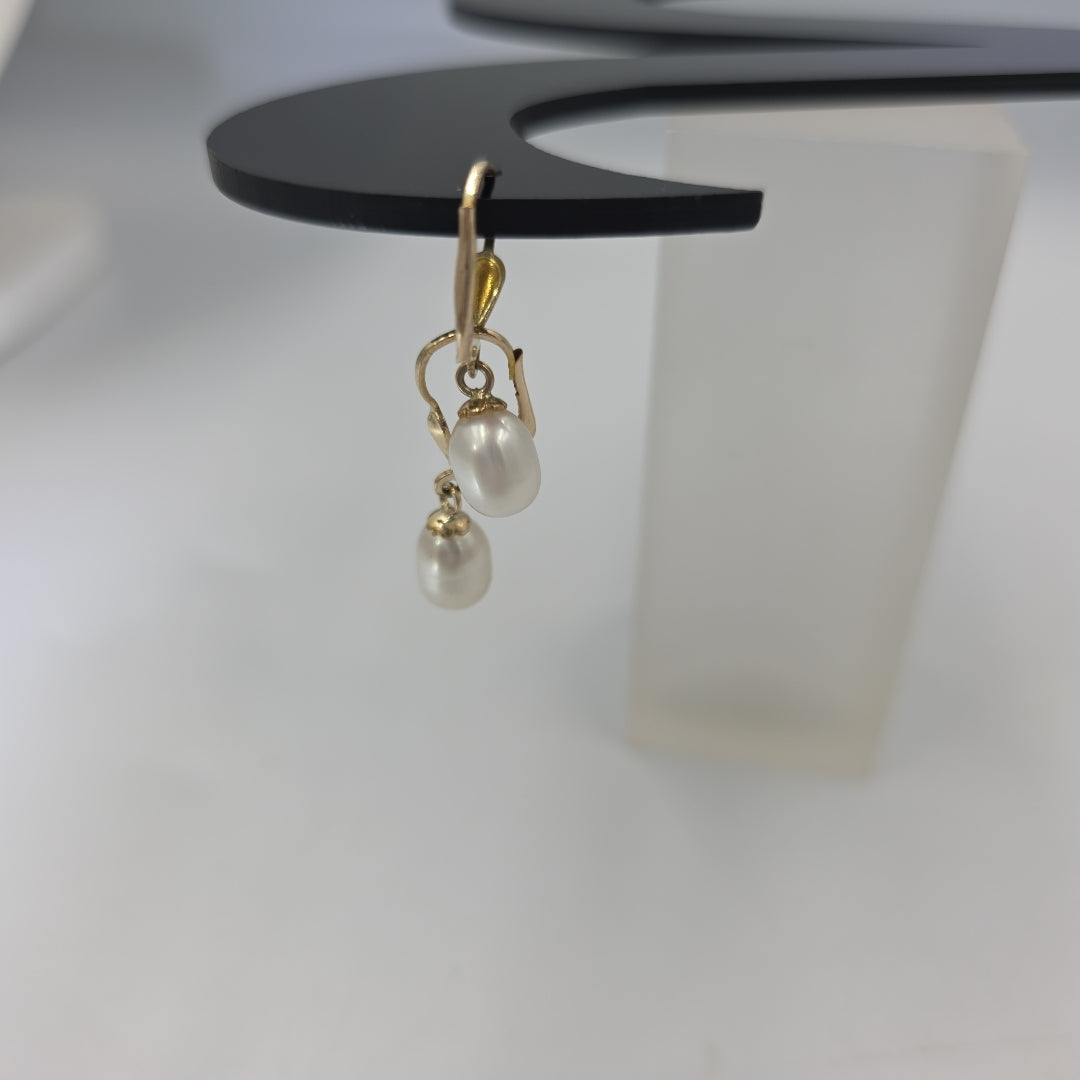 ARETES C PERLAS SINTETICAS 10K 2.3 GR (NUEVO)