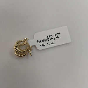 ARETES ARRACADA ESTRIADAS 14K 1.1 GR (NUEVO)