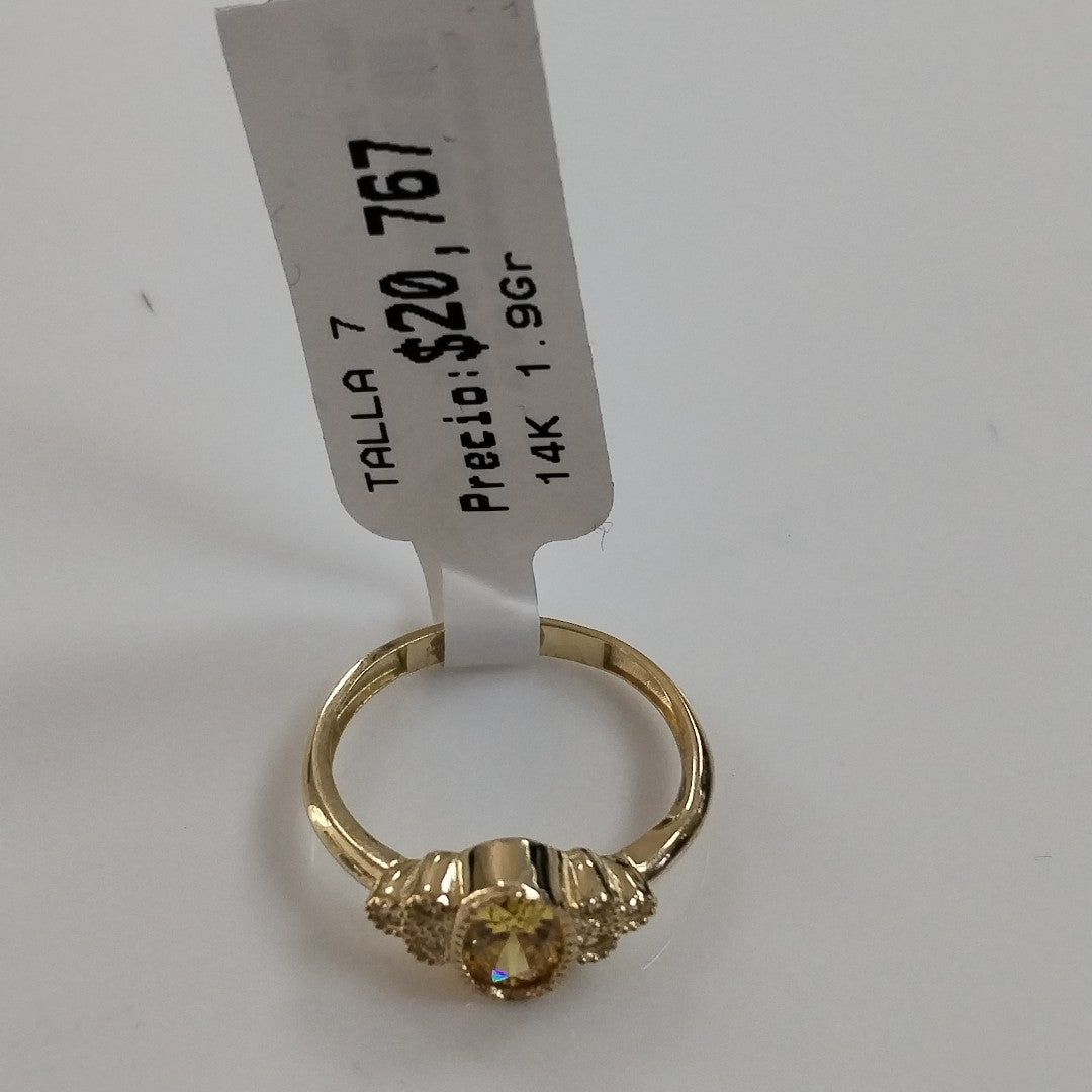 ANILLOS CIRCONIAS Y PIEDRA DE COLOR 14K TALLA 7 1.9 GR (NUEVO)