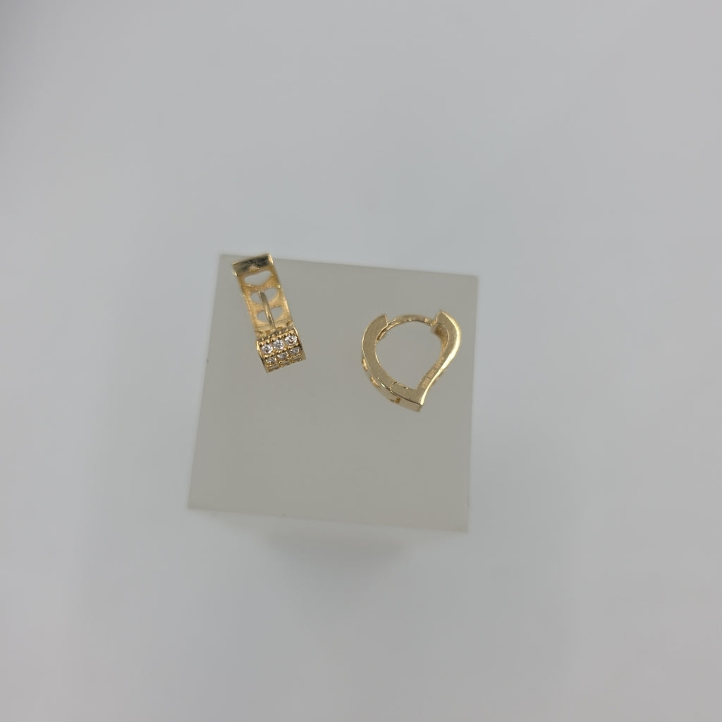 ARETES ARRACADAS CORAZON C CIRCONIAS 14K 2.1 GR (NUEVO)