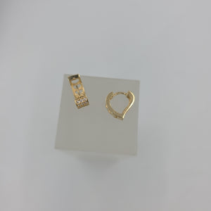 ARETES ARRACADAS CORAZON C CIRCONIAS 14K 2.1 GR (NUEVO)