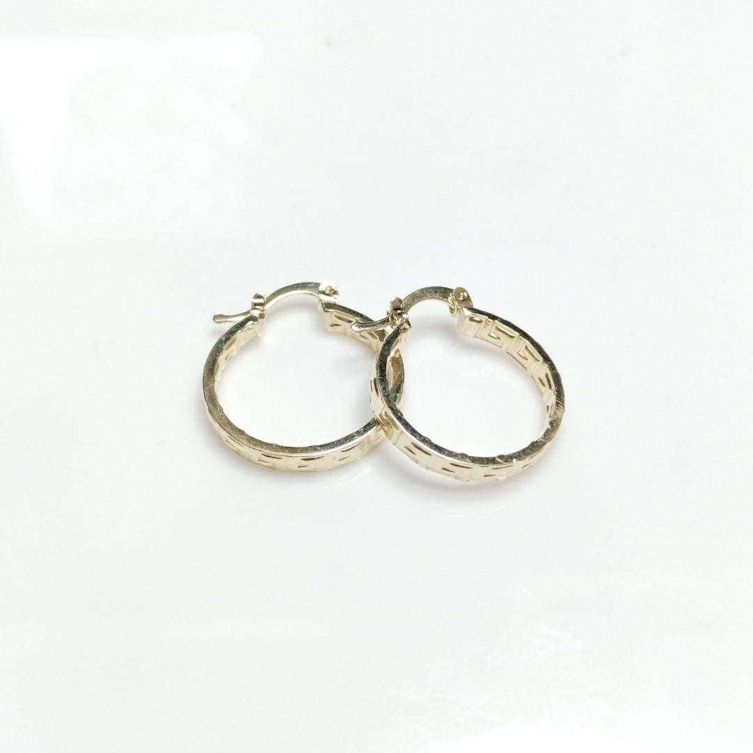 ARETES TEJIDO ARRACADAS TIPO GRECAS 14K 2.2 GR (NUEVO)