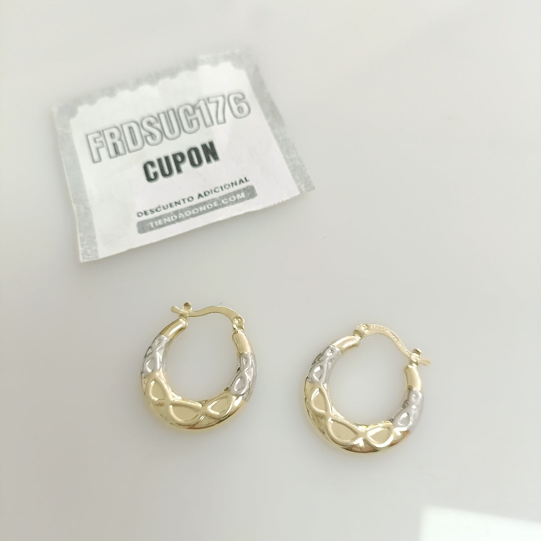 ARETES ARRACADAS COMBINADAS CON INFINITO 14K 2.3 GR (NUEVO)