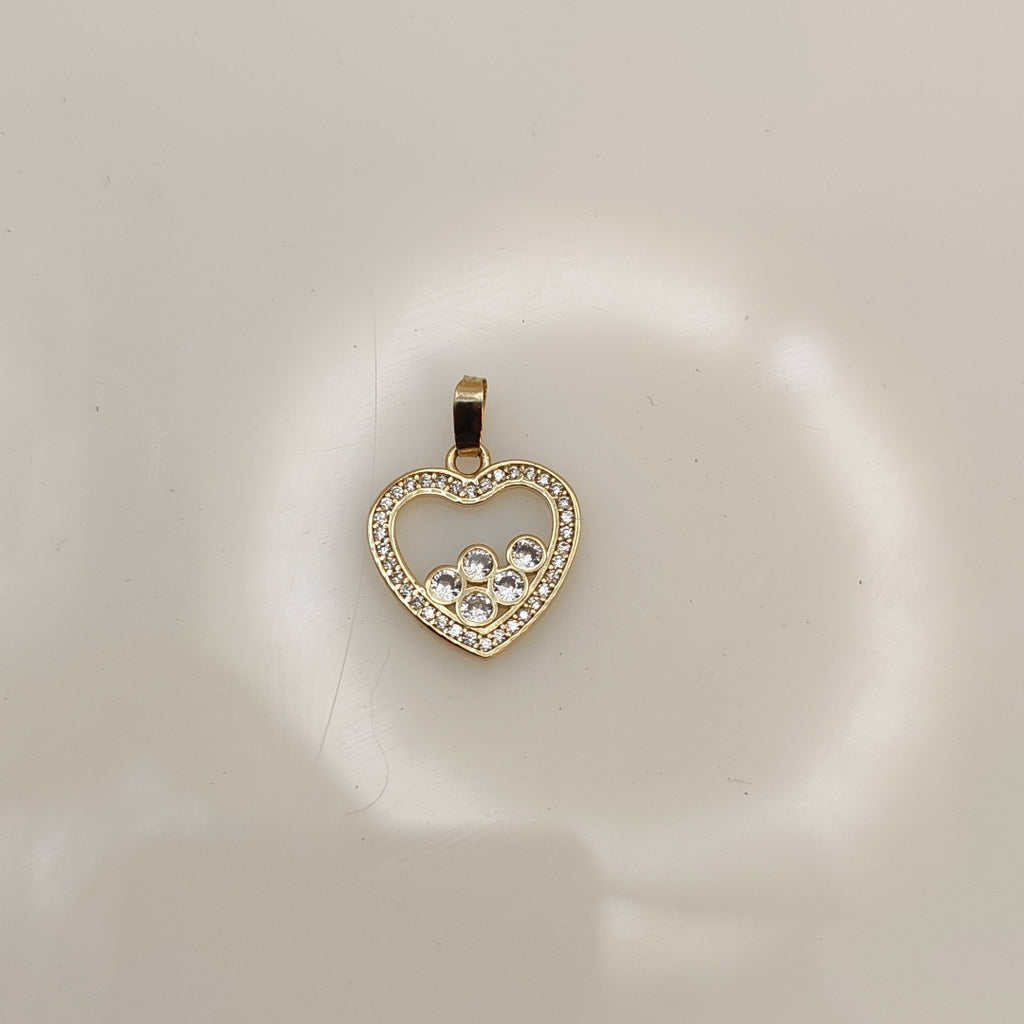 DIJE CORAZON CON CIRCONIAS 14K 1.7 GR (NUEVO)