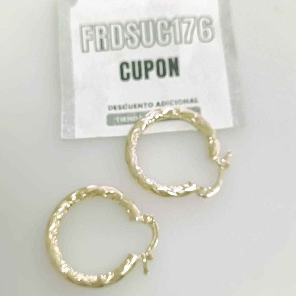 ARETES TEJIDO ARRACADA LABRADA 14K 2.5 GR (NUEVO)