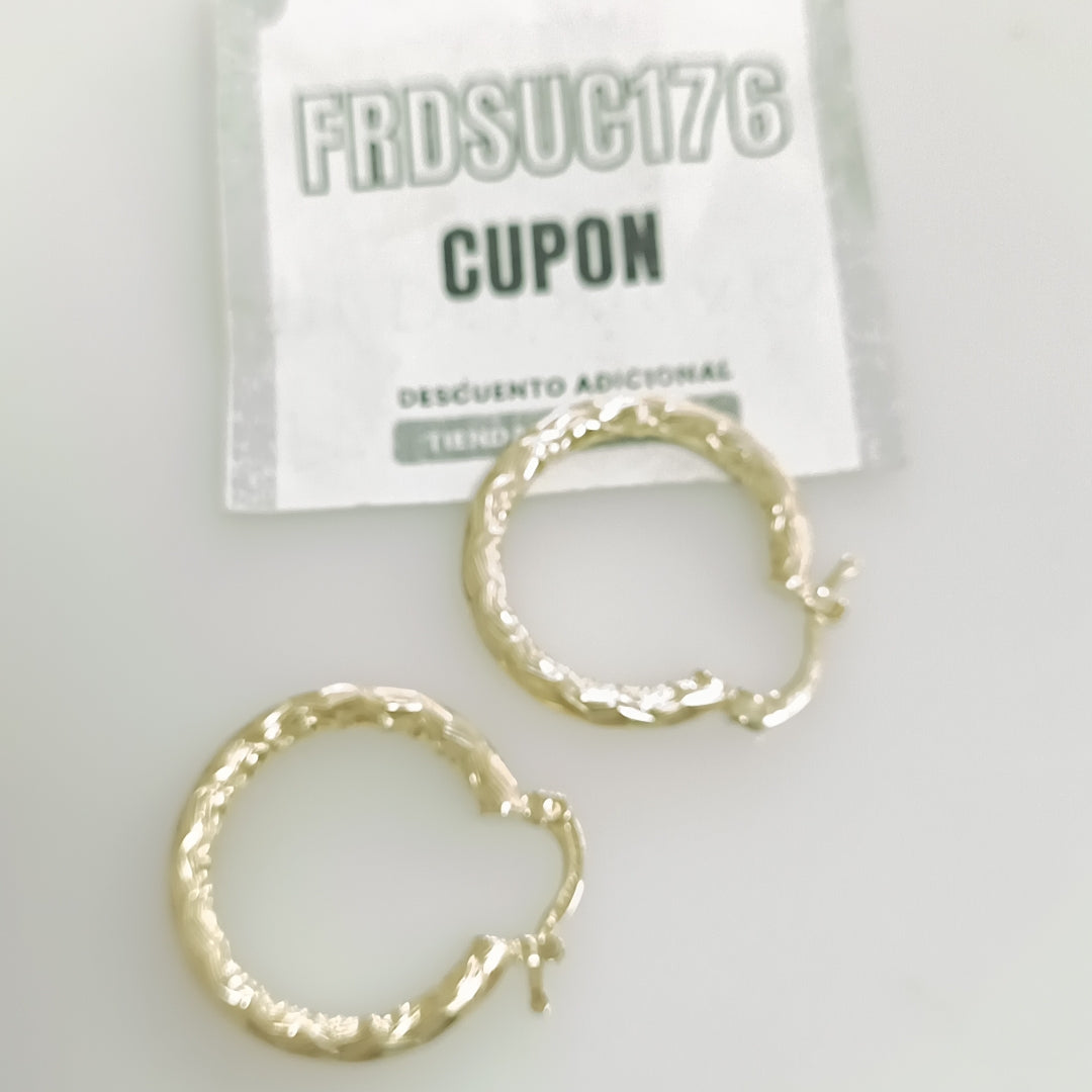 ARETES TEJIDO ARRACADA LABRADA 14K 2.5 GR (NUEVO)