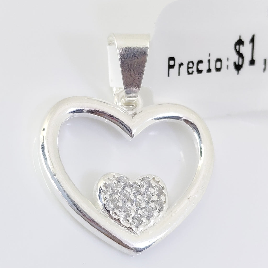 DIJE CORAZON C/CIRCONIAS PLATA .925 2.8 GR (NUEVO)